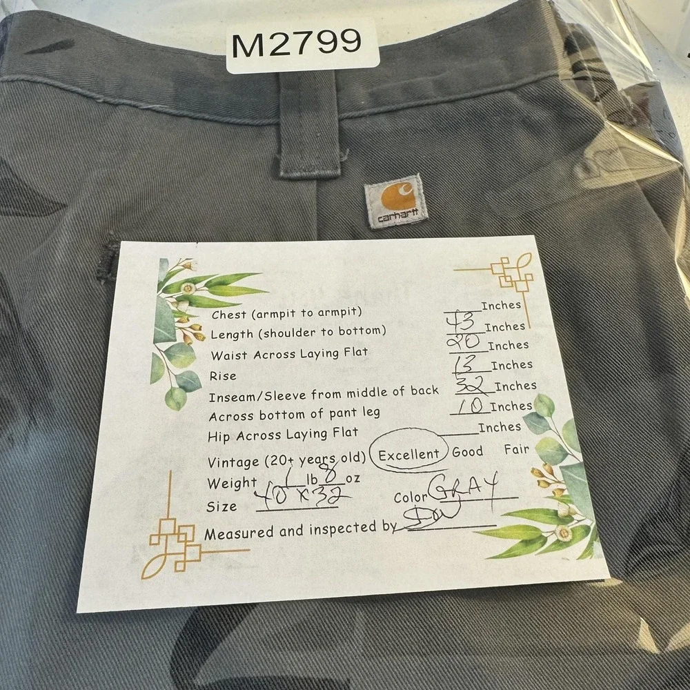 Carhartt Pants Mens 40x32 Gray Blended Twill Work B290 DKG Durable Straight Leg